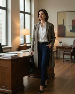 Business Confident Executive Office Houndstooth Coat Handbag T4q1a4 T4q1a4